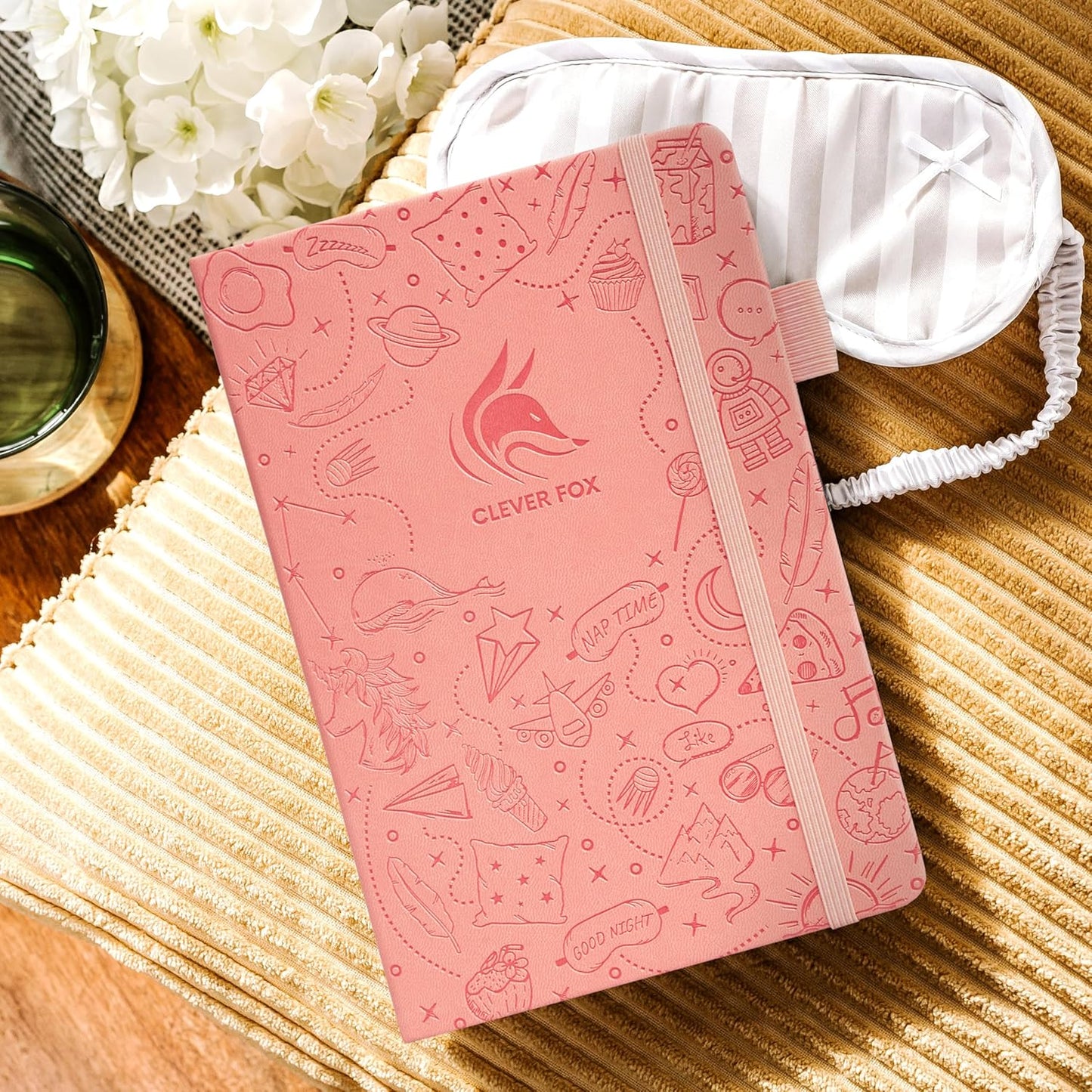 Clever Fox Dream Journal – Guided Dream Diary for Women, Men & Kids – Hardcover Dream Notebook – Log Book for Dream Journaling (Light Pink)