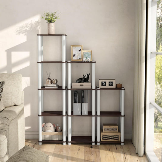 Homes: Inside + Out Apexa Modern 3-Tier Narrow Shelving Units, Collectibles Display Shelves, Easy Assembly Standing Shelf, Home Storage Organizer for Living Room, Bedroom, Office, Espresso