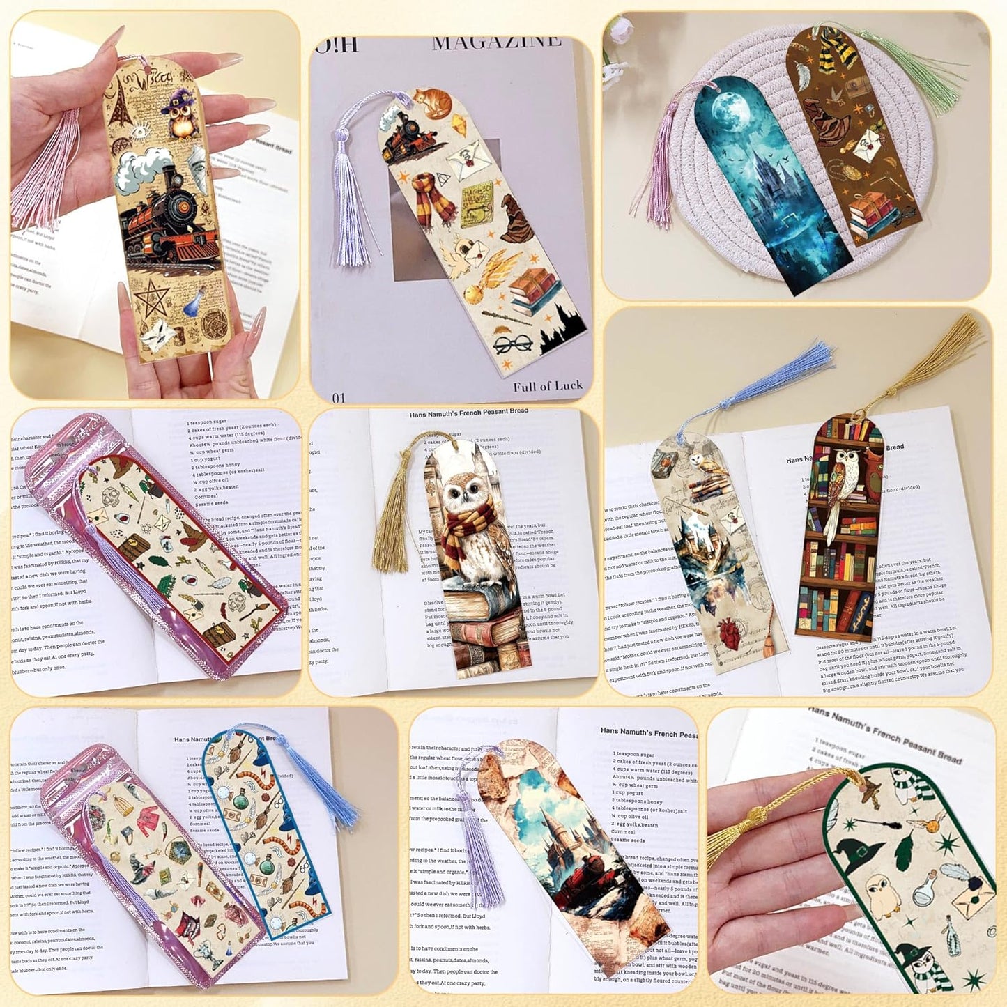 Witchy Magical Acrylic Bookmark Blanks: 15 Pcs Clear Bookmarks Making Kit with 15 UV DTF Stickers, 15 Tassels, 15 Bags and Gift Box, DIY Book Marks Bookish Gifts for Women Kids Fantasy Book Lovers
