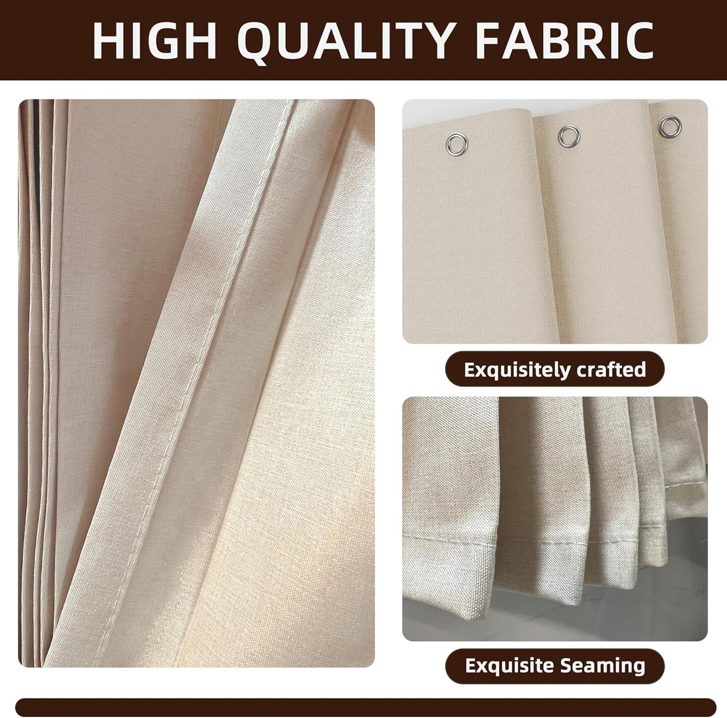 Folding Room Divider Curtain – Lightweight Draping Bedroom Privacy Curtain, Window and Bed Separator with Hooks and Tie-Back (Cream Color, W98*H95inch)