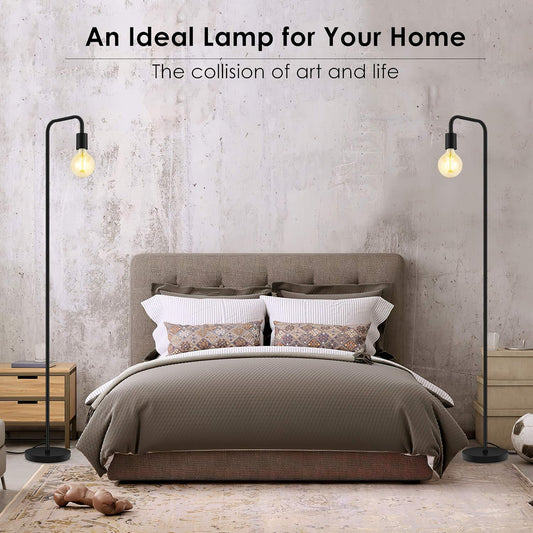BoostArea Floor Lamp, Industrial Floor Lamp, 63 Inch Standing Lamp, E26 Socket, On/Off Footswitch, Whole Metal, ETL Listed, Modern Small Lamp for Bedroom, Living Room, Minimalist, Vintage, Mid Century