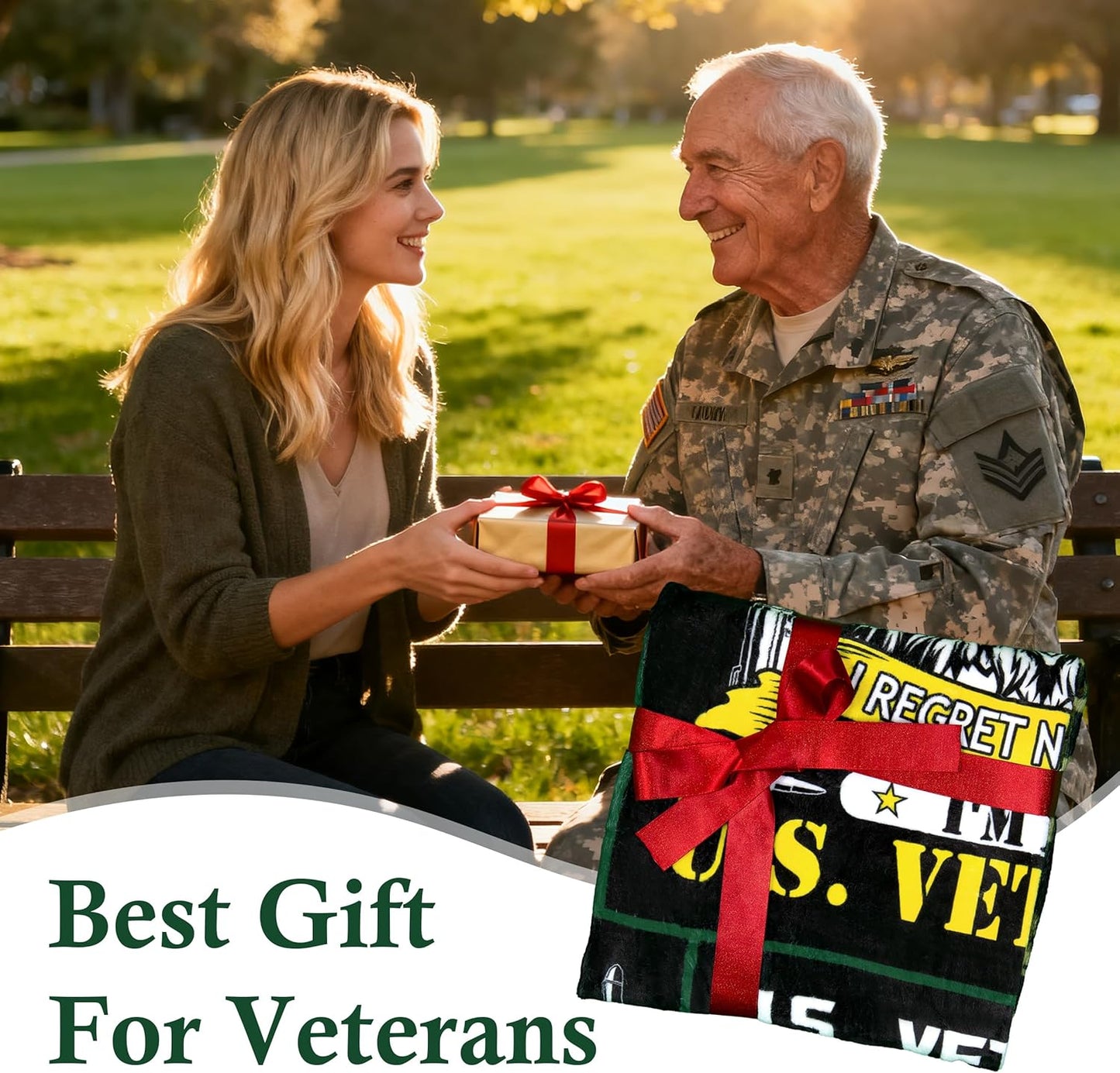Veterans Gifts for Men, Veterans Throw Blanket 60"X50", Veterans Day Gifts Ideas for Men, Navy/Army/Air Force Veteran Gift for Him/Dad, Patriotic Hard Head Vietnam Veteran Blanket