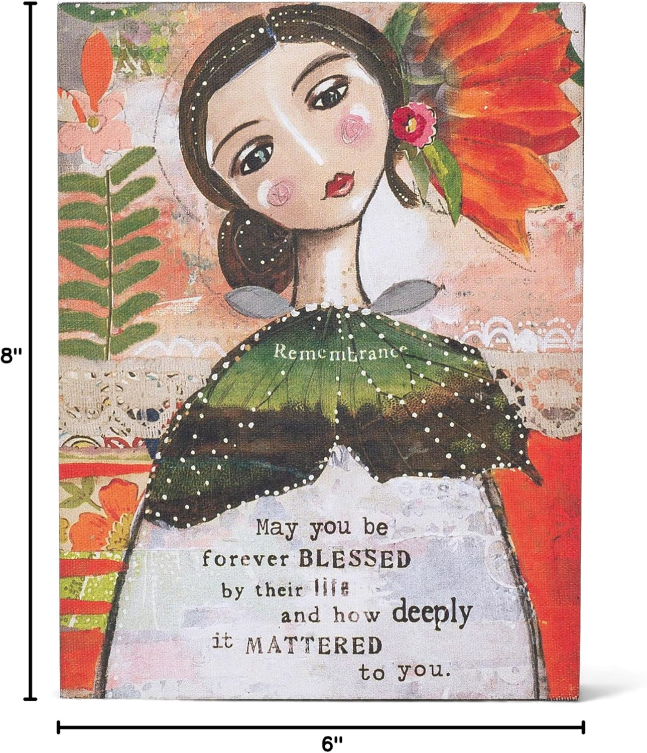 DEMDACO Forever Blessed Floral Red 8 x 6 Wood and Canvas Decorative Wall Art Sign
