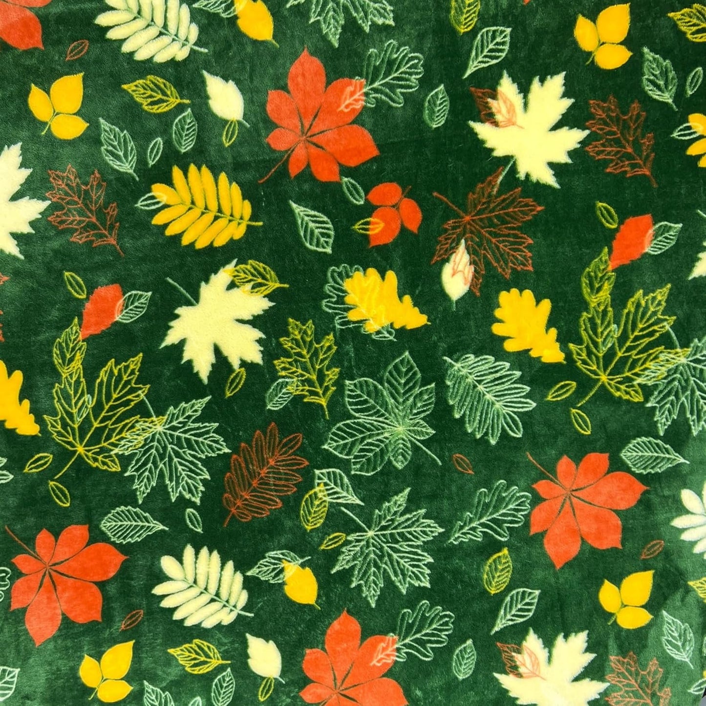 Fall Leaves Throw Blanket: Velvety Soft, Durable Fleece Accent for Bed Chair or Couch, Green Yellow Rust 50 x 70 inches