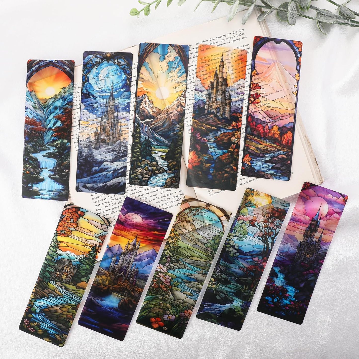 Fantasy Acotar Bookmark Gifts - 10 Pcs Personalized Stained Glass Bookmarks for Women Book Lovers Dark Romance Vintage Page Marks Reading Accessories Bookish Gift for Birthday Back to School