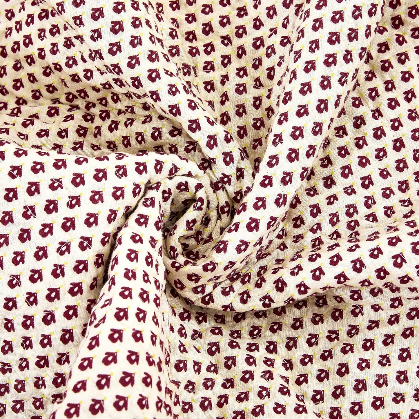 Tache Cotton Patchwork Quilt Blanket Country Farm Cottage Vintage Antique Ditsy Floral Paisley Burgundy Beige Lightweight Coverlet Fairy Tale Tea Party Quilted Throw Blanket, 50x60