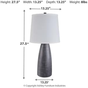 Signature Design by Ashley Shavontae Modern Table Lamp, 2 Count Lamps, 27.5", Gray