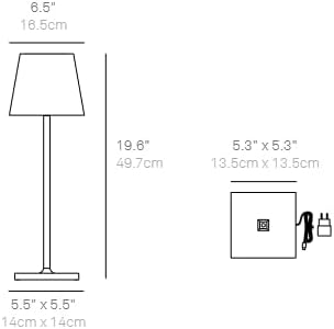 Zafferano, Poldina L Desk Lamp, Portable and Rechargeable Table Lamp with Touch Controls, Suitable for Indoor and Outdoor, Dimmer, 2200-3000 K, Height 19.6 Inches, White Color