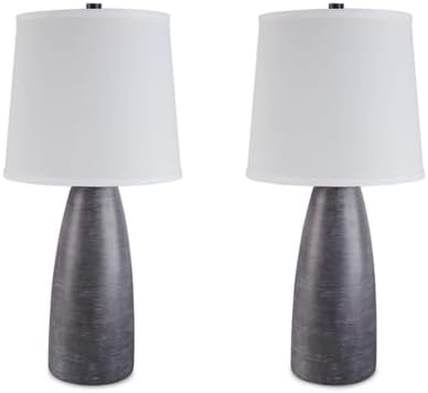 Signature Design by Ashley Shavontae Modern Table Lamp, 2 Count Lamps, 27.5", Gray