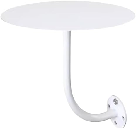 Round Pub Bar Table,Wall-Mounted Round Bar Table, White Metal Iron Top and L-Shape Bracket Side Table, Small Spaces Leisure Table for Cocktail Pub Dining Bistro/Easy to Assemble Decor Table