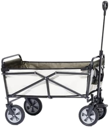 Portable Camping Cart,Outdoor Beach Trolley Cart with Brake Portable Folding Camping Car for Outdoor Activities (White)