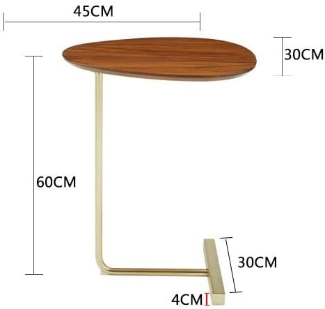 Simple Side Table Iron Art Sofa Corner Lazy Bedside Reading Oval Coffee Tea Solid Wood Countertop(D)