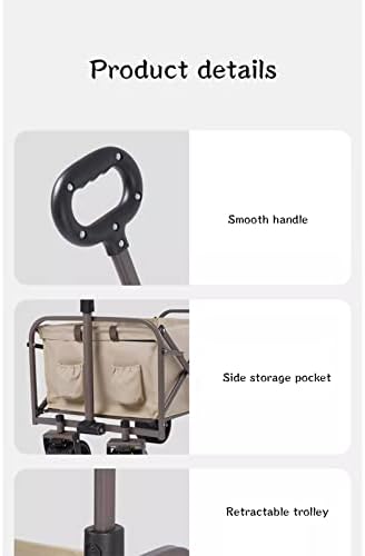 Portable Camping Cart,Camping Trolley Garden Wagon with Brake Big Wheels Beach Cart Max Capacity 120kg Folding Cart Trolley for Festival Shopping Camping