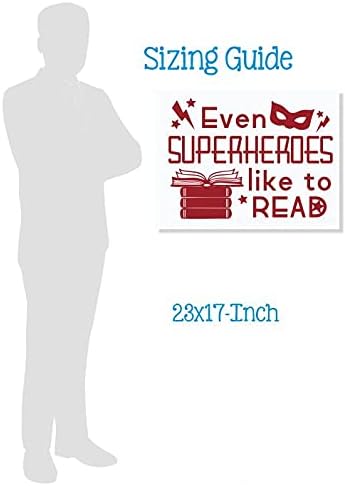Superheros Like to Read School Wall Quotes Library Decals Art Stickers 23x17-Inch Red