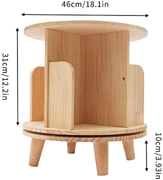 Modern Rotating Bookshelf, Freestanding Bookcase 360° Display Storage Rack with Legs 4 Compartments for Living Room Study Office