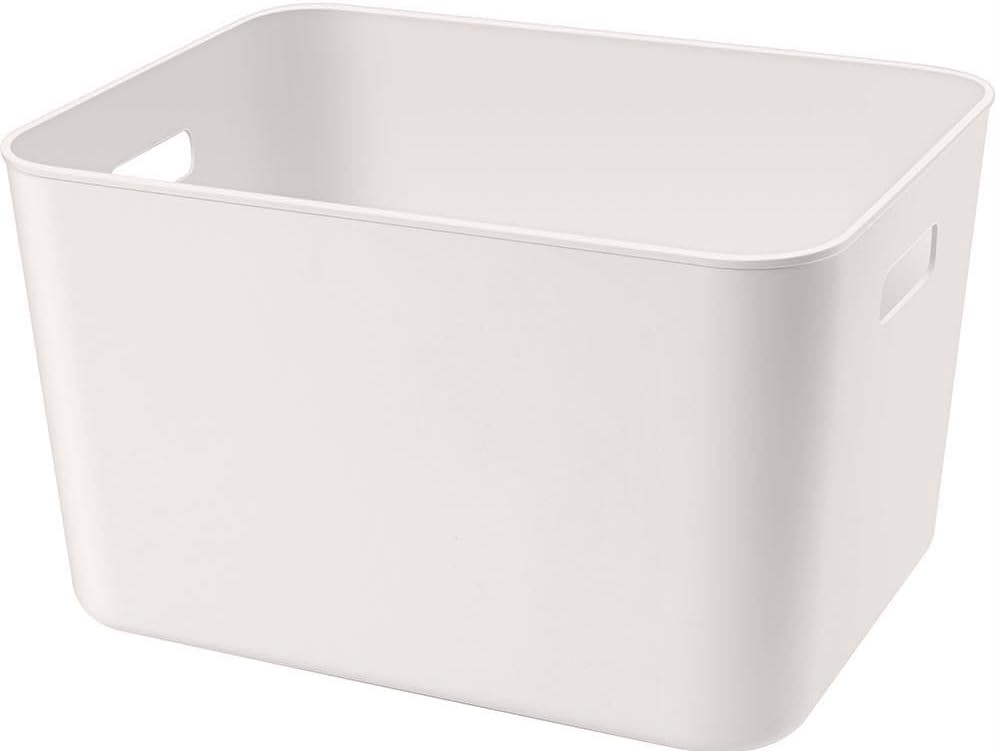 Set of 4 Plastic Storage Bin,“13.4x10.2x8'' Versatile Kitchen Pantry Organization and Storage,for Plastic Storage Container Under Bed,Under Sink Bathroom Organizer (White,4 Pack Large