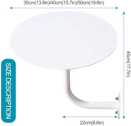 Round Pub Bar Table,Round Bar Table, Wall-Mounted L-Shape Cocktail Table with White Metal Iron Top Modern Cocktail Counter Bistro Pub Tables, Easy to Assemble/Save Space End Table for Cockt