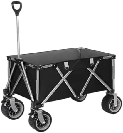Portable Camping Cart,Beach Trolley Cart Camping Camper Lightweight Portable Folding Trolley Multi Functional Picnic Car Outdoor Carts Black