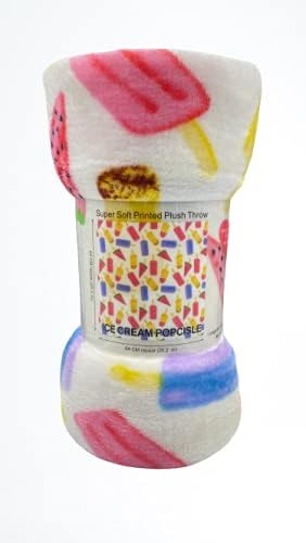 Summertime Fun Extra Soft Throw Blanket (50" X 60") - Ice Cream, Popsicles & Watermelon for Boys and Girls and Kids of Any Age