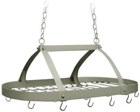 Elegant Designs PR1000-SLT Home Collection 2 Light Kitchen Pot Rack with Downlights, Slate Gray