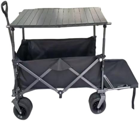 Portable Camping Cart,Outdoor Beach Camping Trolley Cart with Foldable Storage Rear Door Access and Camper Gathering Space Portable Camp Trailer for Camping Trips and Outdoor Adv