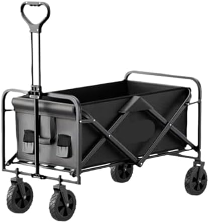 Portable Camping Cart,Portable Beach Trolley Cart with Reclining Camper Chair Folding Outdoor Camping Equipment for Picnics Black Outdoor Camping Cart for Easy Transport and Stor