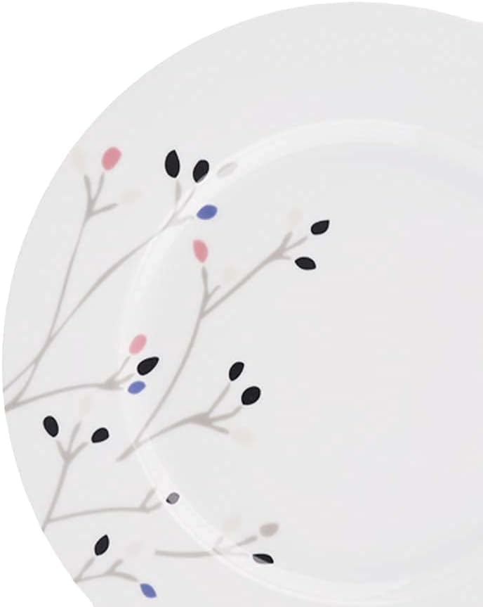 Amazon Basics Dinnerware Set, Microwave and Dishwasher Safe, Service for 6, 18-Piece Complete Kitchen, Plates, Dishes, Bowls, Branches
