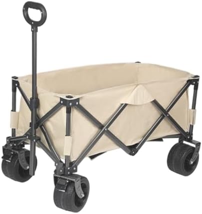 Portable Camping Cart,Outdoor Portable Beach Trolley Cart for Camping and Grocery Shopping Foldable Camper Van Gather Type Small Pull Cart (White)