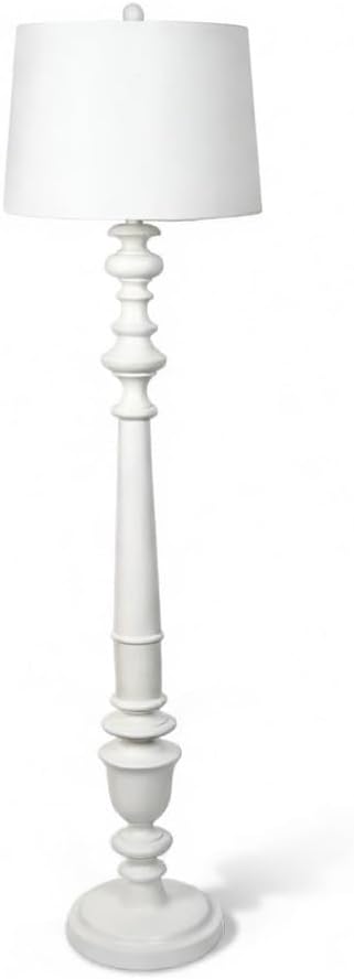 Decor Therapy Benjamin Floor Lamp for Bedroom, Traditional Style, Tall Modern Floor Lamp for Living Room, 150 W, White (19"x 19"x 59")
