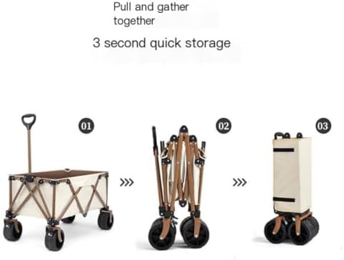 Portable Camping Cart,Outdoor Beach Trolley Cart with Tank Wheels for Camping and Picnics Foldable and Portable Camper Trailer Cart (Black)