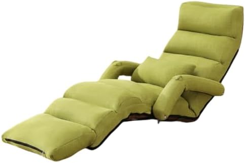 Foldable Lazy Sofa Bed,Adjustable Floor Chair Chaise Lounge with Armrest and Footrest, Folding Floor Gaming Chair,for Reading Living Room Bedroom Indoor Foldable Lazy Sofa
