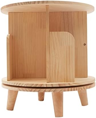 Modern Rotating Bookshelf, Freestanding Bookcase 360° Display Storage Rack with Legs 4 Compartments for Living Room Study Office