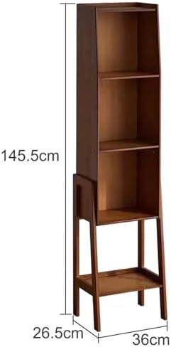Narrow Wood Bookcase & Bookshelf for Home Office, Space-Saving Storage Organizer for Small Spaces, Stylish Bedroom Book Shelves, Modern Design