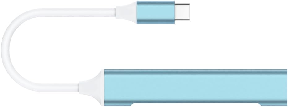 Mac USB C Adapter - Type C USB Adapter Hub with 4 Ports: 1 USB 3.0 + 3 USB 2.0, Ultra-Slim Aluminum Design, 5Gbps Transfer, Adapter for Mac USB C, Type C USB Hub (Light Blue)