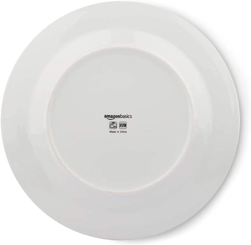 Amazon Basics Dinnerware Set, Microwave and Dishwasher Safe, Service for 6, 18-Piece Complete Kitchen, Plates, Dishes, Bowls, Branches