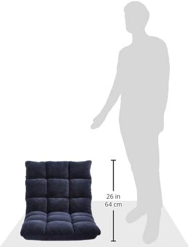 Amazon Basics Adjustable 14-Position Memory Foam Gaming Floor Chair with Back Support, Portable, Reclining, Lay Flat, 41.3"D x 21.3"W x 6"H, Navy