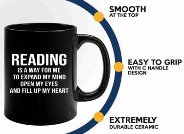 Book Lover Coffee Mug 11oz Black -expand my mind - Book Lovers Gifts Book Reader Gifts Book Club Gifts Book Reading Cup Reading Gifts