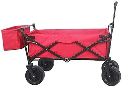 Portable Camping Cart,Outdoor Foldiutility Wagon Outdoor Utility Wagon, Picnic Campicart with Storage Basket, Adjustable Handle, Load-Bea100Kg/220Lbs/Black