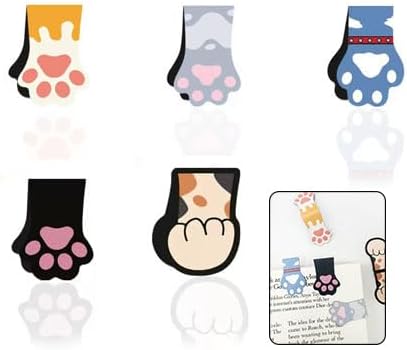 Cute Cat Paw Magnetic Bookmarks, 5 PCS Magnetic Cute Bookmark for Teacher, Women & Kids - Cat Paw Design (5 Cloros-2.0)