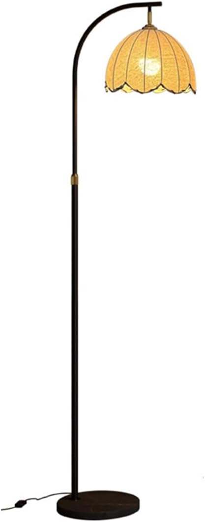 Arc Floor Lamp Adjustable Height Tall Light Sofa Side Standing Reading Lamp 3 Color Temperature LED Vertical Lights with Marble Base Linen Floor Lamps for Tea Room Bedroom
