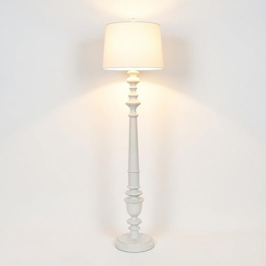 Decor Therapy Benjamin Floor Lamp for Bedroom, Traditional Style, Tall Modern Floor Lamp for Living Room, 150 W, White (19"x 19"x 59")