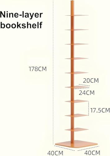 Tall 9-Tier Metal Spine Bookshelf - Narrow Vertical Ladder Bookcase for Home, Modern Invisible Design, Black - Perfect for Organizing Books & Decor