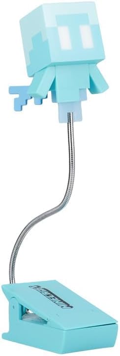 Paladone Minecraft Allay Clip On Book Light - Officially Licensed Reading Light, Clip Lamp Design with Flexible Cable, Featuring Allay Mob Shaped Head, 3 Light Modes, Battery Powered