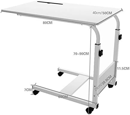 Adjustable Overbed Table with Lockable Wheels - Rolling Bedside Eating Tray for Elderly, Bedridden - Height Adjustable Medical Table for Reading