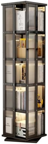 Rotating Bamboo Corner Bookshelf - Stackable Storage Solution, Acrylic Small Bookcase for Bedroom, Living Room, Study - Ideal for Compact Spaces