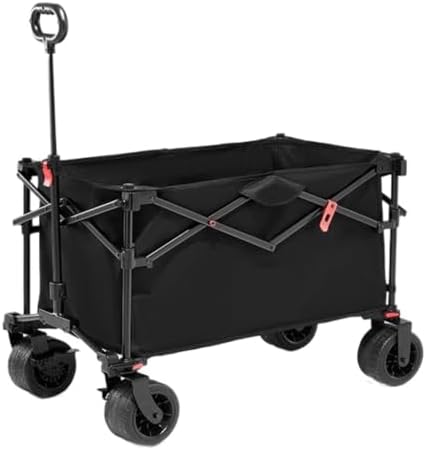 Portable Camping Cart,Portable Beach Trolley Cart for Camping Night Markets and Picnics Foldable and Heightened Outdoor Trailer for Easy Transport (Black)