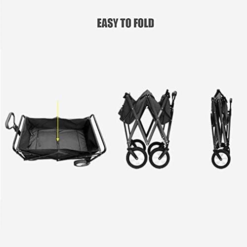 Portable Camping Cart,Coapsible Folding Outdoor Utility Wagon Heavy Duty Garden Portable Hand Cart with Big Wheels Adjustable Handle for ping Camping Beach Picnic