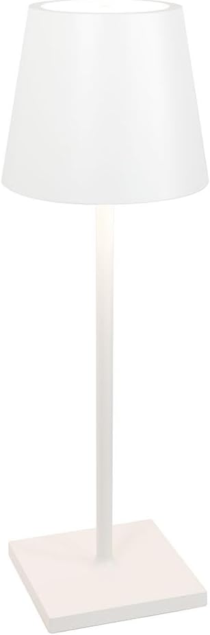 Zafferano, Poldina L Desk Lamp, Portable and Rechargeable Table Lamp with Touch Controls, Suitable for Indoor and Outdoor, Dimmer, 2200-3000 K, Height 19.6 Inches, White Color