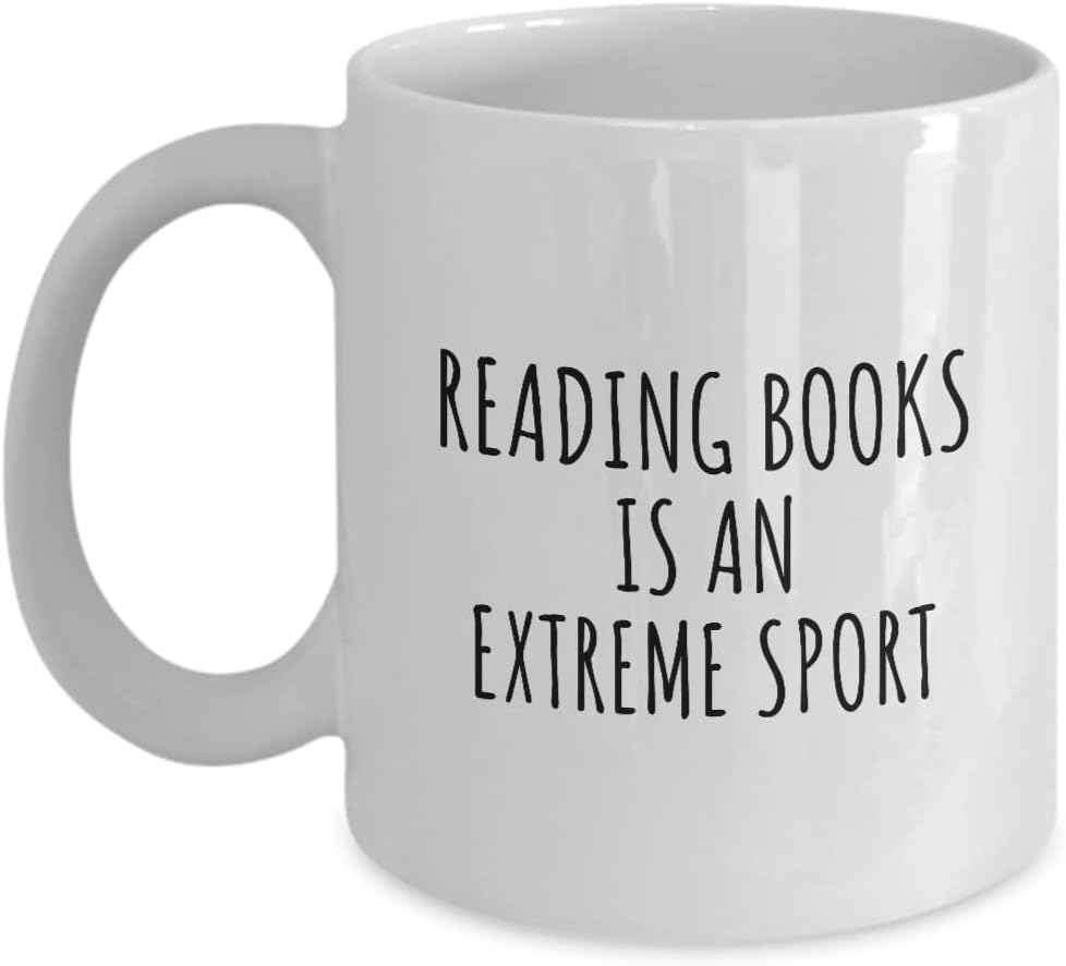 EzGift Funny Reading Books Mug Is An Extreme Sport Ironic Gift Idea For Hobby Lover Sarcastic Present Quote Fan Gag Coffee Tea Cup 11 Oz