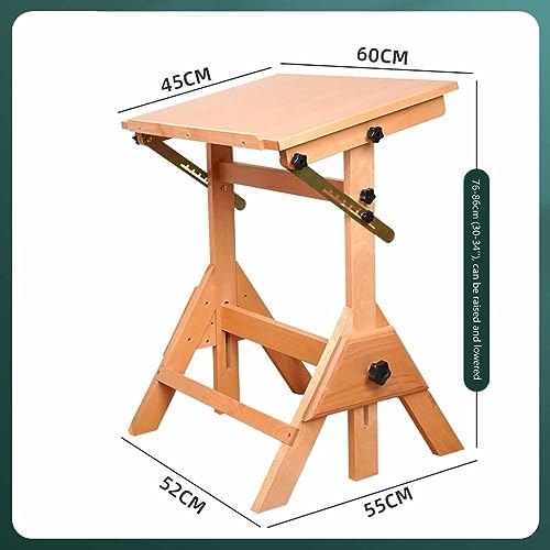 Drawing Tilting Tablet,Drafting Table,Solid Wood Drafting Table Writing Desk Studio Desk,Art Craft Table with Adjustable Height and Tiltable Tabletop for Artwork, Graphic Design, Reading